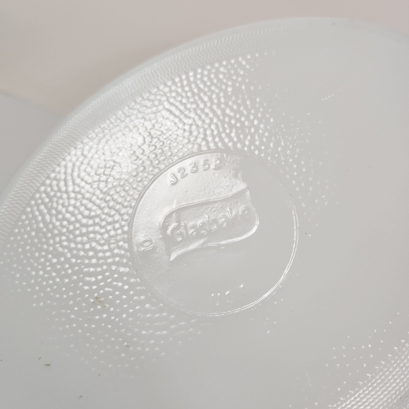 Vintage Glasbake Milk White Divided Casserole Oval Dish Green Daisy Pattern 12" - Picture 5 of 7